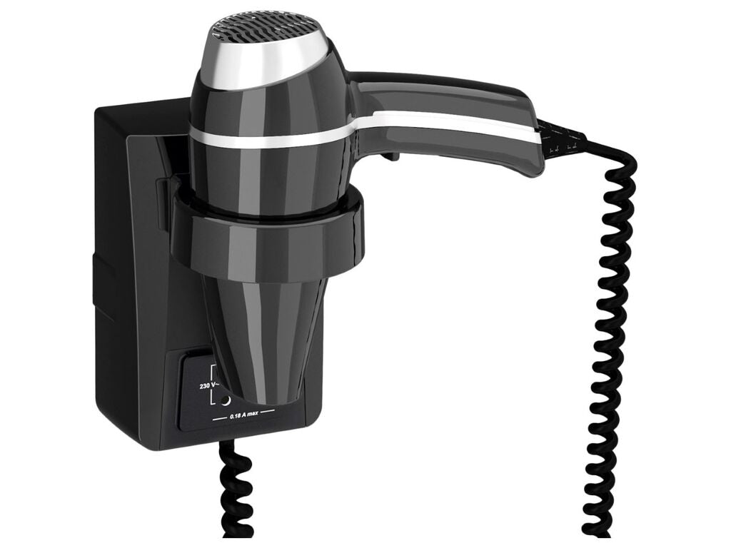 Secador de Pelo Clipper II Negro Con Soporte Y Enchufe