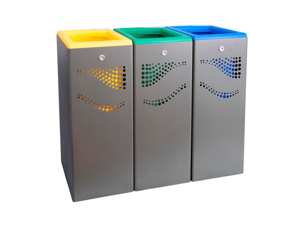 PAPELERA SELECTIVA TRES MÓDULOS
