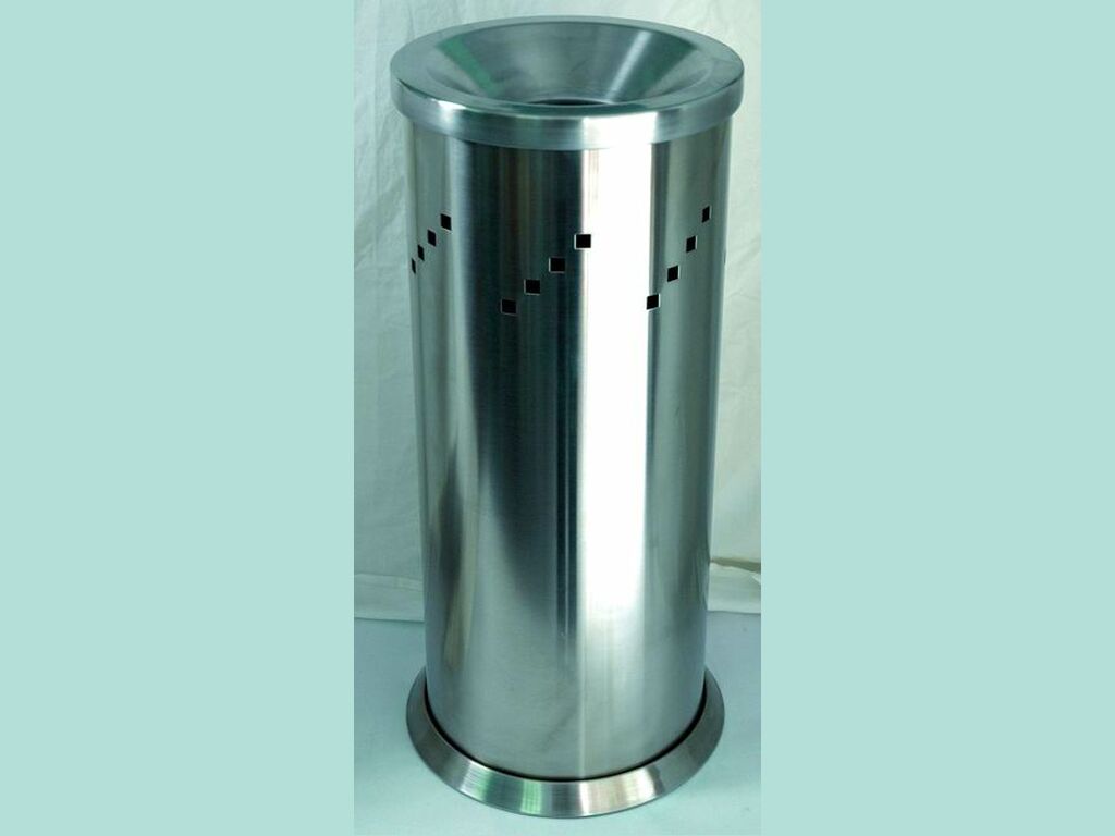 PAPELERA EN ACERO INOX 18/8 CON BASE Y TAPA