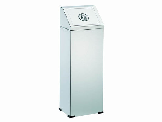 PAPELERA EN ACERO INOX 18/8 CON TAPA BASCULANTE