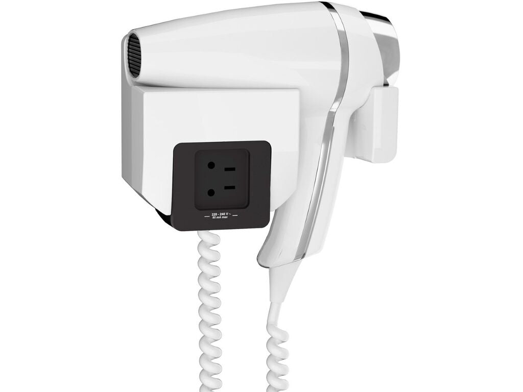 Secador de Pelo Clipper II Blanco con Soporte Frontal Y Enchufe