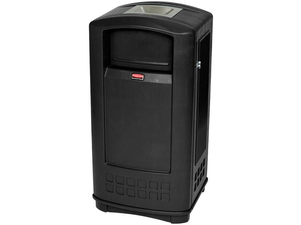 Contenedor Rubbermaid Landmark Junior Negro Con Cenicero