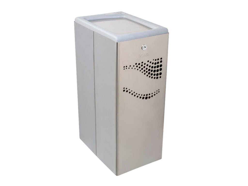 PAPELERA RECTANGULAR INOX LLAVE TAPA BASCULANTE