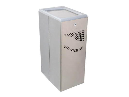 PAPELERA RECTANGULAR INOX LLAVE TAPA BASCULANTE
