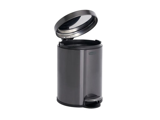 CUBO  METALICO RUBBERMAID REDONDO  PEDAL 6 L. GRIS OSCURO